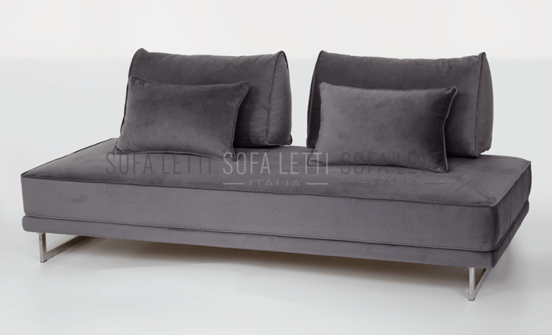 Divano Letto chaise longue - rivestimento come da foto in velluto colore 25 grigio scuro