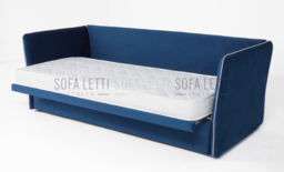 Divano doppio letto estraibile  con finitura bordi con cordino - letto sopra traslato in avanti per rifare il letto facilmente 