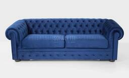 Divano chesterfield - rivestimento in velluto azzurro - colori a scelta